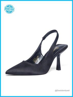 Slingback Kitten Heel Pointed Toe Stiletto Pumps with Elastic Strap